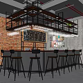 Industrial LOFT Bar Clear Bar Bistro Bar Tacker Block Area Bar Counter Cashier Bar Cabinet Card Block Stage 3d model