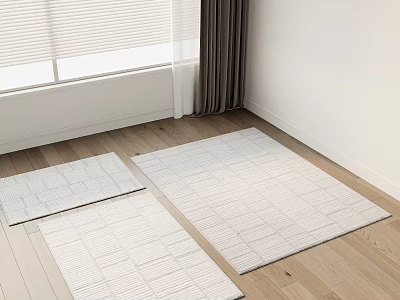 Light Colored Square Rugs On Wooden Floor Near Window 3d model