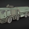 Green Military Fuel Truck With Multi Wheel Design And Flammable Sign