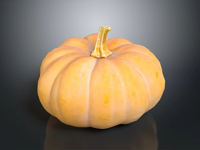 Decorative Orange Pumpkin With Round Smooth Surface And Golden Stem For Home Living 3d model