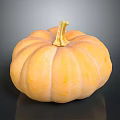 Decorative Orange Pumpkin With Round Smooth Surface And Golden Stem For Home Living