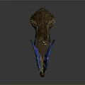 Mythical Dragon Head Sculpture With Vibrant Blue Green Horns And Open Mouth