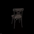 Modern Industrial Dining Chair With Brown Leather Seat And Cross Black Metal Frame