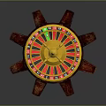 Decorative Roulette Wheel Home Living Accessory With Golden Top Red Black Slots And Wooden Base