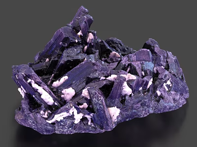 Purple Mineral Crystal Stone Specimen With Wooden Base And Natural Texture 3d model
