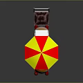 Heavenly Hot Dog Cart With Red Yellow Umbrella Sign And Trash Bin