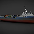 Modern Cargo Ship with Colorful Containers on Deck and Vintage Rusty Vessel 3d model