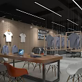 Modern Clothing Store Interior With Mannequins Displayed Clothes And Lighting Racks