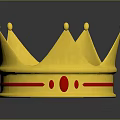 Golden Fashion Crown Accessory with Red Band Detail and Shiny Surface Reflection