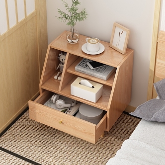 Japanese bedside table bedroom tatami open 3d model