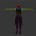 3D Model Of Tactical Character Wearing Helmet Mask Black Vest Pants And Boots Arms Outstretched