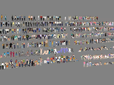 Large Collection of Diverse People Characters in Various Poses and Styles 3d model