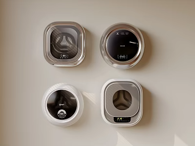 Modern Washing Machine Control Panels With Different Design Styles And Displays 3d model
