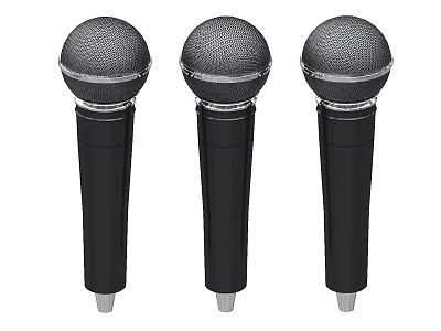Three Black Digital Microphones For Mobile Audio Recording Devices 3d model