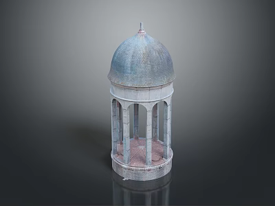 Detailed Domed Gazebo Structure With Textured Columns And Sturdy Base Design 3d model