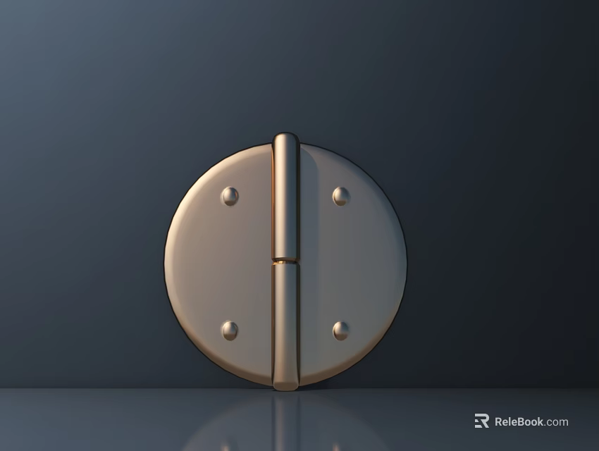 Golden Circular Wall Lamp With Metallic Texture And Symmetrical Design On Dark Wall 3d model 