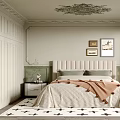 Elegant Classic Bedroom Interior Design With Upholstered Headboard Nightstands Decorative Ceiling Rug And Wall Art