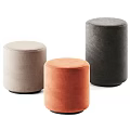 Velvet Round Poufs in Beige Orange and Dark Gray for Living Room Decor