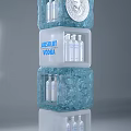 Ice Blue Layered Display Shelf With Transparent Compartments For Absolut Vodka Bottles
