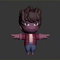 Stylized Cartoon Man With Spiky Red Hair Red Plaid Shirt Blue Jeans And Arms Outstretched