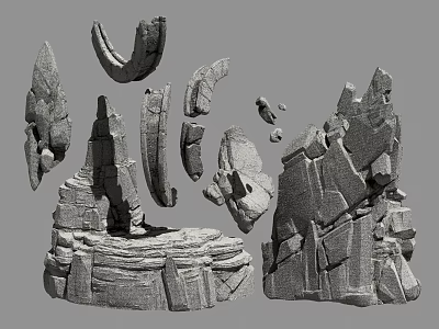 Garden Ornaments with Natural Rock Formations and Decorative Stone Landscape Elements 3d model