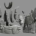 Garden Ornaments with Natural Rock Formations and Decorative Stone Landscape Elements 3d model