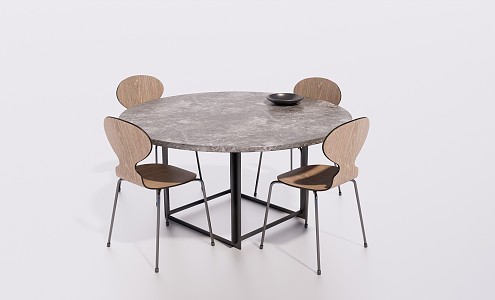 Modern Dining Table and Chair Combination Round Dining Table and Chair Combination Casual Table and Chair 3d model