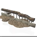 Modern Landscape Decorative Pipe Structure With Stone Base And Lotus Leaf Platforms 3d model