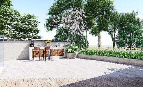 Modern Courtyard Garden 3d model