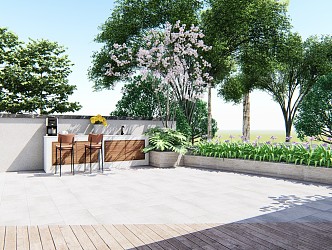 Modern Courtyard Garden 3d model