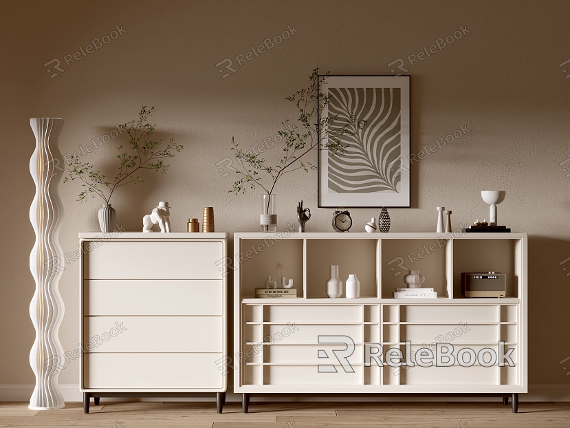 Modern Cream Style Bookcase Whole Cabinet Sideboard Cabinet Balcony Cabinet Storage Cabinet Entrance Cabinet model