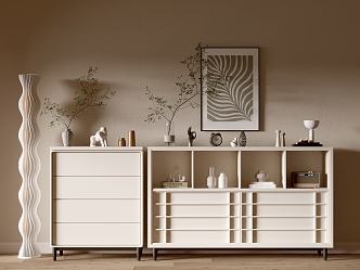 Modern Cream Style Bookcase Whole Cabinet Sideboard Cabinet Balcony Cabinet Storage Cabinet Entrance Cabinet 3d model