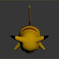 Cute Yellow Cartoon Character and Fictional Creature with Black Ears Red Cheeks in Standing Pose