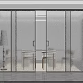 Modern Frosted Glass Sliding Doors With Black Frames In Interior Space