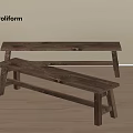 Poliform Two Wooden Benches In Light Wall And Wooden Floor Interior
