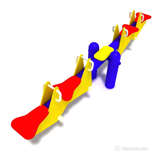Colorful Children's Playground Slide Equipment with Red Yellow and Blue Components 3d model 