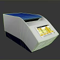 Modern White and Blue Device with Blue Top Cover Display Screen Yellow Green Interface