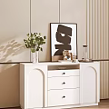 Modern Entryway Cabinet And Side Cabinet With Drawers Greenery Vase And Decorative Artwork