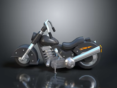 Black and Orange Cruiser Motorcycle With Shiny Exhaust Pipe And Classic Design 3d model