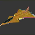 Futuristic Orange Spacecraft With Aerodynamic Design And Transparent Cockpit For Space Exploration