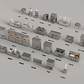 Various Kitchen Cabinet And Appliance Models Showcased In Display Collection 3d model