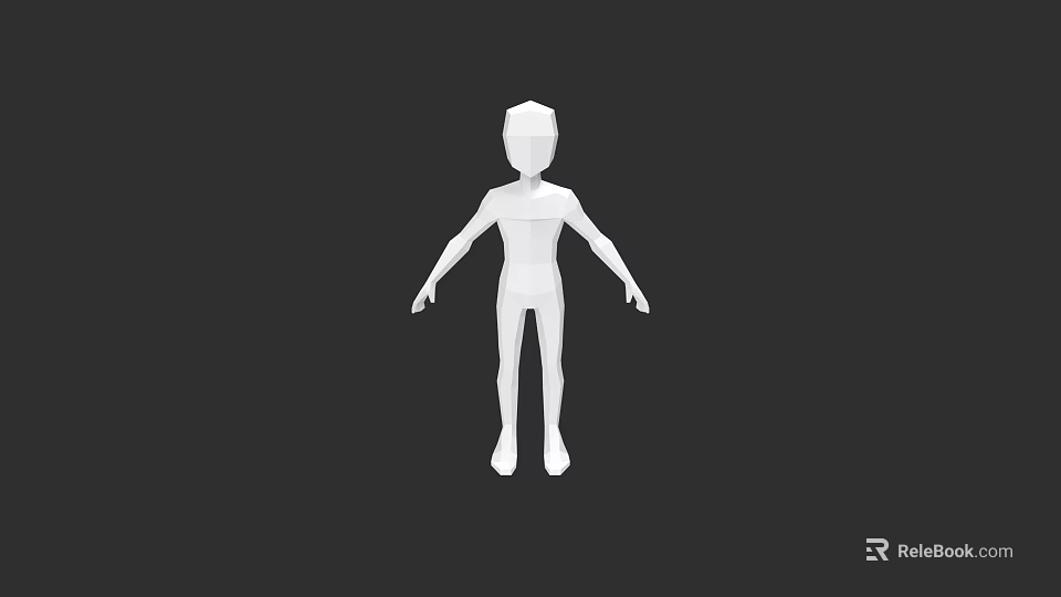 White Male 3D Model Figure Standing On Black Background With Minimalist Design 3d model 