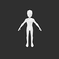 White Male 3D Model Figure Standing On Black Background With Minimalist Design