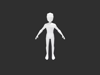 White Male 3D Model Figure Standing On Black Background With Minimalist Design 3d model