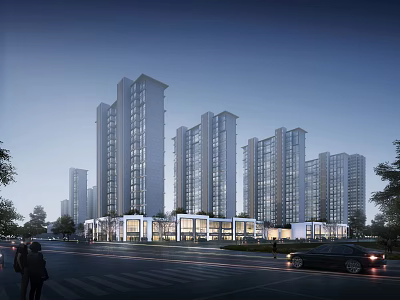 modern commercial street multi-storey commercial building 3d model