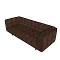 Brown Leather Tufted Sofa With Vintage Design And Black Tapered Legs