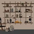 Quiet Ancient Storage Rack Decorative Rack Ancient Bookshelf Ornaments Combination Recliner 3d model