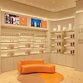 COSYROOM Shopping Mall Counter With Orange Signage And Product Display Shelves