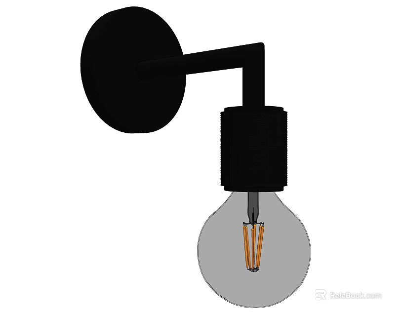 Modern Black Wall Mounted Light With Clear Glass Filament Bulb Design 3d model 