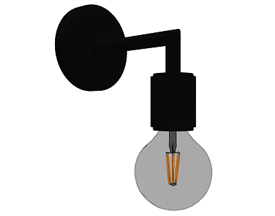 Modern Black Wall Mounted Light With Clear Glass Filament Bulb Design 3d model